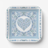 Keramik Lace Light Blue Pappteller (Vorderseite)