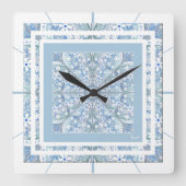 Keramik Lace Light Blue Quadratische Wanduhr (Vorderseite)