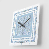 Keramik Lace Light Blue Quadratische Wanduhr (Winkel)