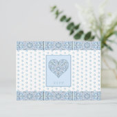 Keramik Lace Light Blue RSVP Karte (Stehend Vorderseite)