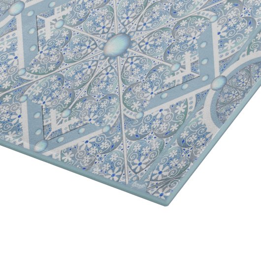Keramik Lace light blue, Schneidebrett (Ecke)