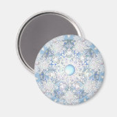 Keramik Lace Light Blue & Snowflake Magnet (Vorderseite/Rückseite)