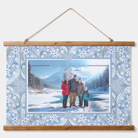 Keramik Lace Light Blue Wandteppich Mit Holzrahmen (Vorne)