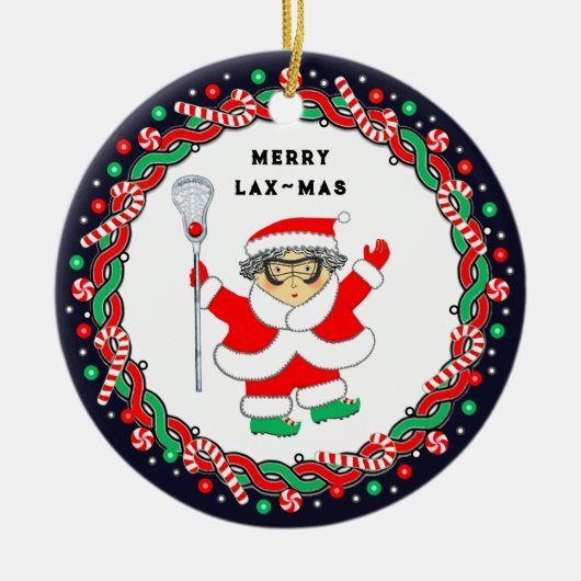 Keramik Lacrosse Holiday Ornament (Vorne)
