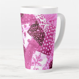 Keramik Latte Cup Tasse Blumengeflecht Rosa Weiß
