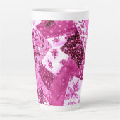 Keramik Latte Cup Tasse Blumengeflecht Rosa Weiß (Vorderseite)