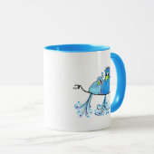 Keramik-Launentasse Blaue Vögel Tasse (VorderseiteRechts)