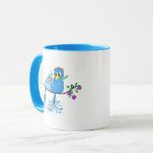 Keramik-Launentasse Blaue Vögel Tasse (Vorderseite Links)