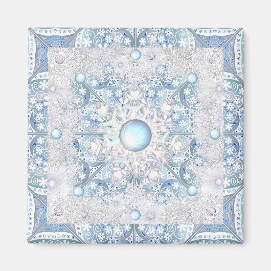 Keramik Light Blue & Snowflake Magnet (Vorne)