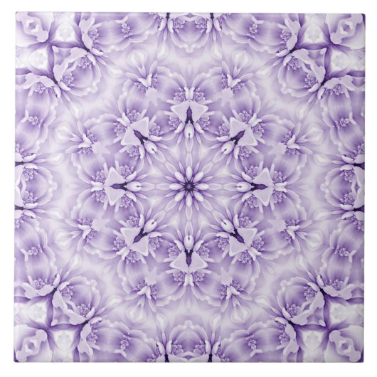 Keramik lila weiße Blume Fliese (Vorderseite)