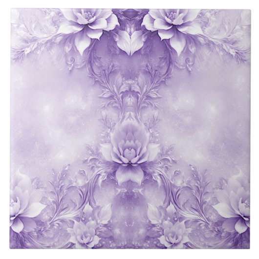 Keramik lila weiße Blume Fliese (Vorderseite)