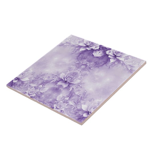 Keramik lila weiße Blume Fliese (Seite)