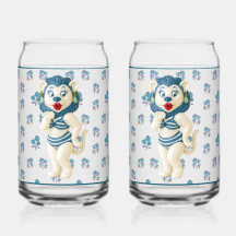 Keramik-Löwe-Soda-Glas