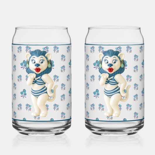 Keramik-Löwe-Soda-Glas Dosenglas (Vorderseite)