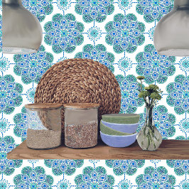 Keramik mit blauem und grünem Muster Fliese