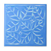 Keramik mit blauen stilisierten Ovate-Blätter Fliese (Vorderseite)