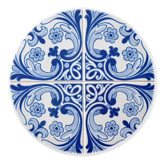 Keramik mit blauer und weißer klassischer Fliese Keramikknauf (Vorderseite)