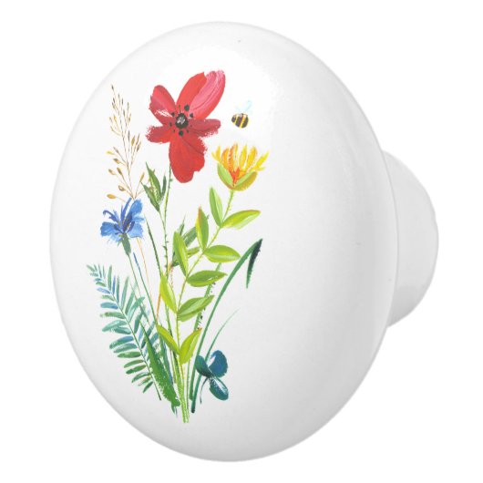 Keramik mit blühenden Farben - Möbelknopf Keramikknauf (Rechts)