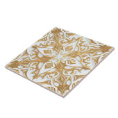 Keramik mit Blütenmuster, Tile White Gold Fliese (Seite)