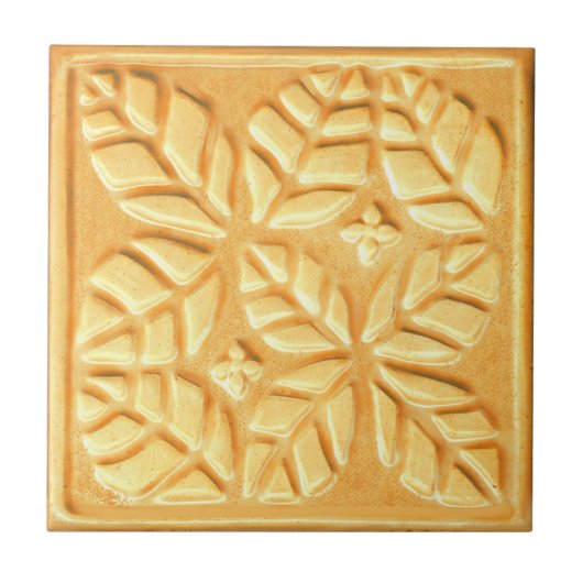 Keramik mit Ginger Stilisierten Ovate-Blätter Fliese (Vorderseite)