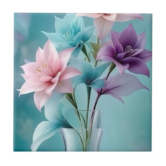 Keramik mit Liliendesign Fliese (Vorderseite)
