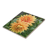 Keramik mit orangefarbenen Dahlien mit Regentropfe Fliese (Seite)
