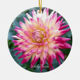 Keramik mit rosa Dahlien Ornament