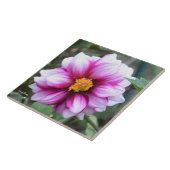 Keramik mit rosa und weißer Dahlie Fliese (Seite)