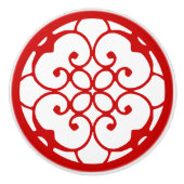 Keramik mit rotem weißem Muster, Stift Keramikknauf (Vorderseite)