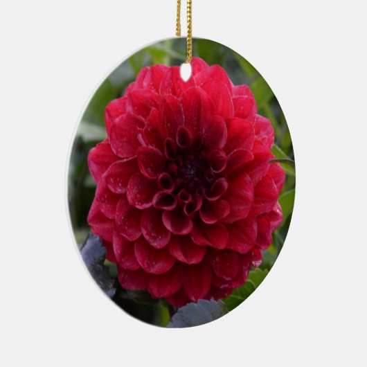 Keramik mit Roter Dahlie Keramik Ornament (Rechts)