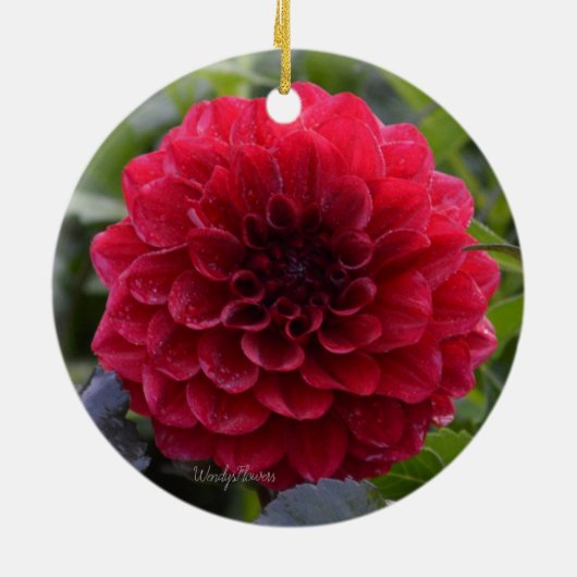 Keramik mit Roter Dahlie Keramik Ornament (Hinten)