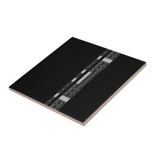 Keramik mit schwarzen geometrischen Strichen Art-D Fliese (Seite)