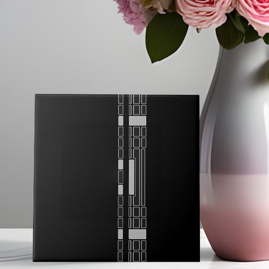 Keramik mit schwarzen geometrischen Strichen Art-D Fliese