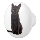 Keramik mit schwarzer Katze Keramikknauf (Rechts)