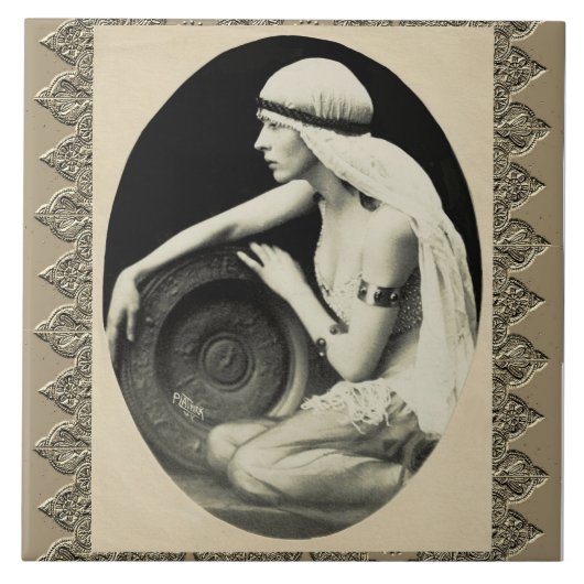 Keramik mit Vintagem Tänzer Fliese (Vorderseite)