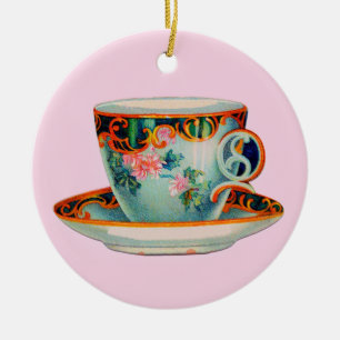KERAMIK MIT VINTAGEM TEACUP KERAMIK ORNAMENT