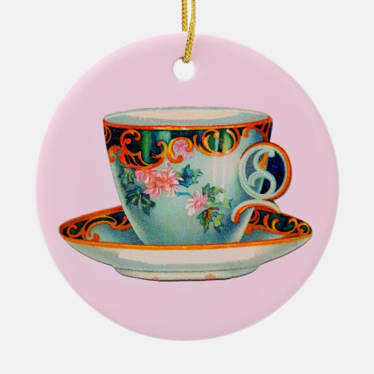 KERAMIK MIT VINTAGEM TEACUP ORNAMENT (Vorne)