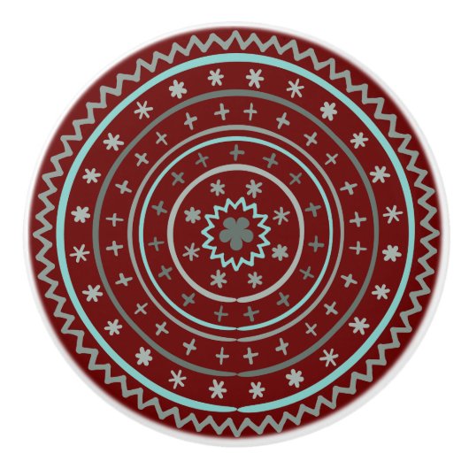 Keramik mit weißlicher Handzeichnung Keramikknauf (Vorderseite)