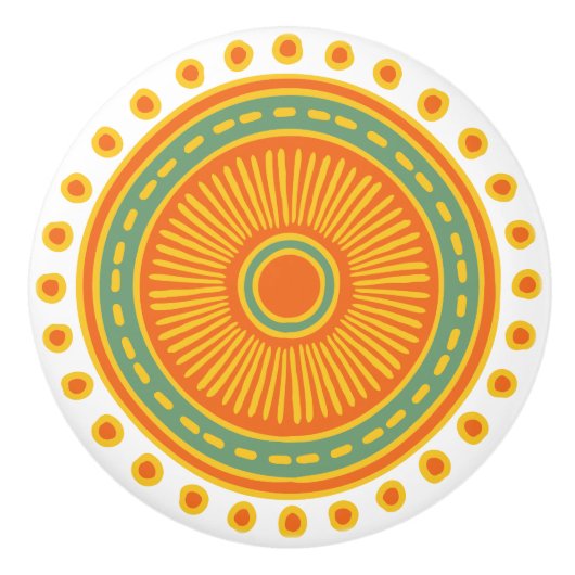 Keramik mit weißlicher Handzeichnung Keramikknauf (Vorderseite)