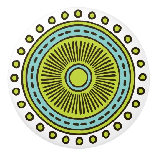 Keramik mit weißlicher Handzeichnung Keramikknauf (Vorderseite)