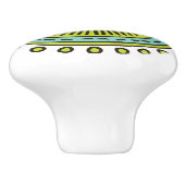 Keramik mit weißlicher Handzeichnung Keramikknauf (Seitenansicht)