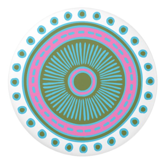 Keramik mit weißlicher Handzeichnung Keramikknauf (Vorderseite)