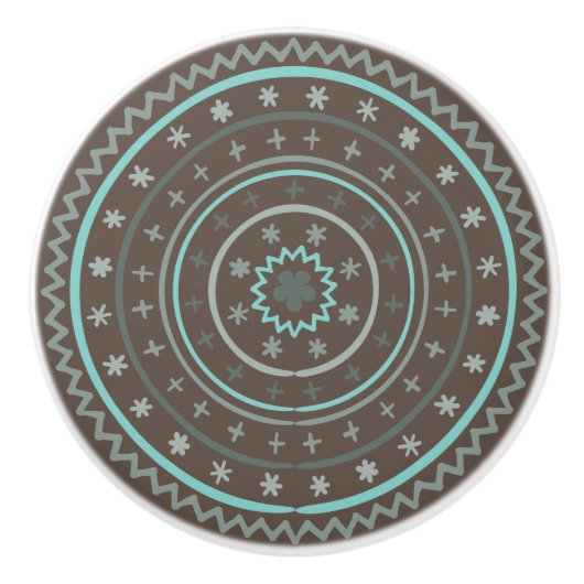 Keramik mit weißlicher Handzeichnung Keramikknauf (Vorderseite)