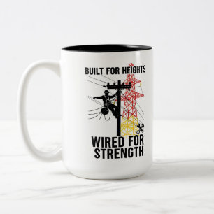 Keramik mit Zitat zum Stolz auf Hochspannungsleitu Zweifarbige Tasse