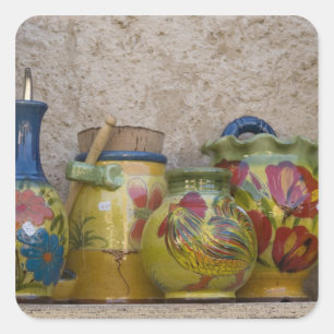 Keramik, Moustiers-Sainte-Marie, Provence, Quadratischer Aufkleber