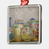 Keramik, Moustiers-Sainte-Marie, Provence, Silbernes Ornament (Links)