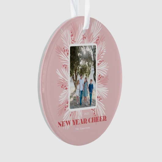 Keramik Neujahr Pink Feiertage Ornament (Vorderseite)