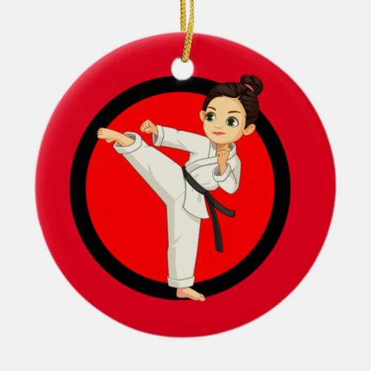 Keramik Ninja/Karate Girl Keramik Ornament (Vorne)