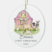 Keramik Orname: Babys erste Weihnachtsbauernfreund Ornament (Links)