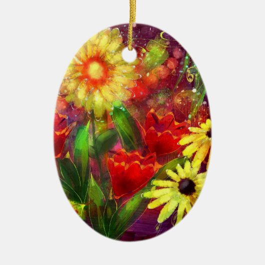 Keramik Ornament Abstraktes Rotes Gelb (Vorne)